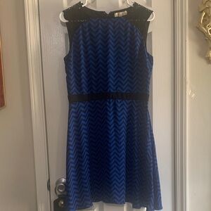 Blue and Black Chevron Dress by Aryeh Anthropologie. Fit n flare style.